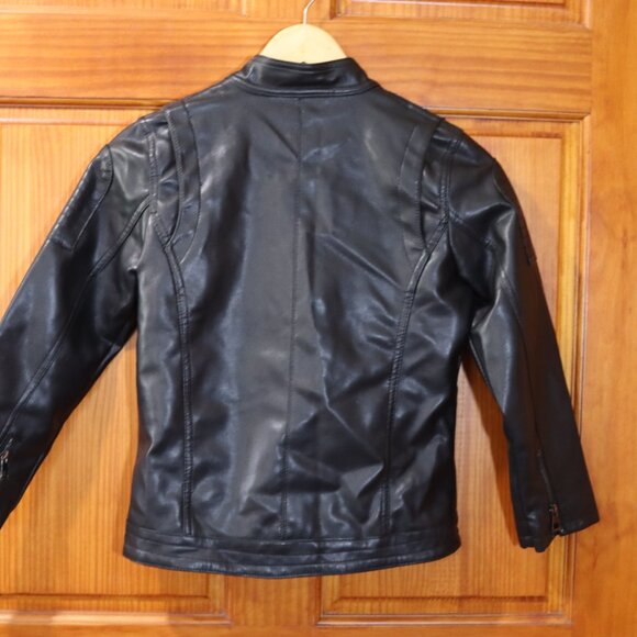 Kids Faux Leather Jacket Studded Gothic Moto Zip Grunge 140 - Picture 9 of 11